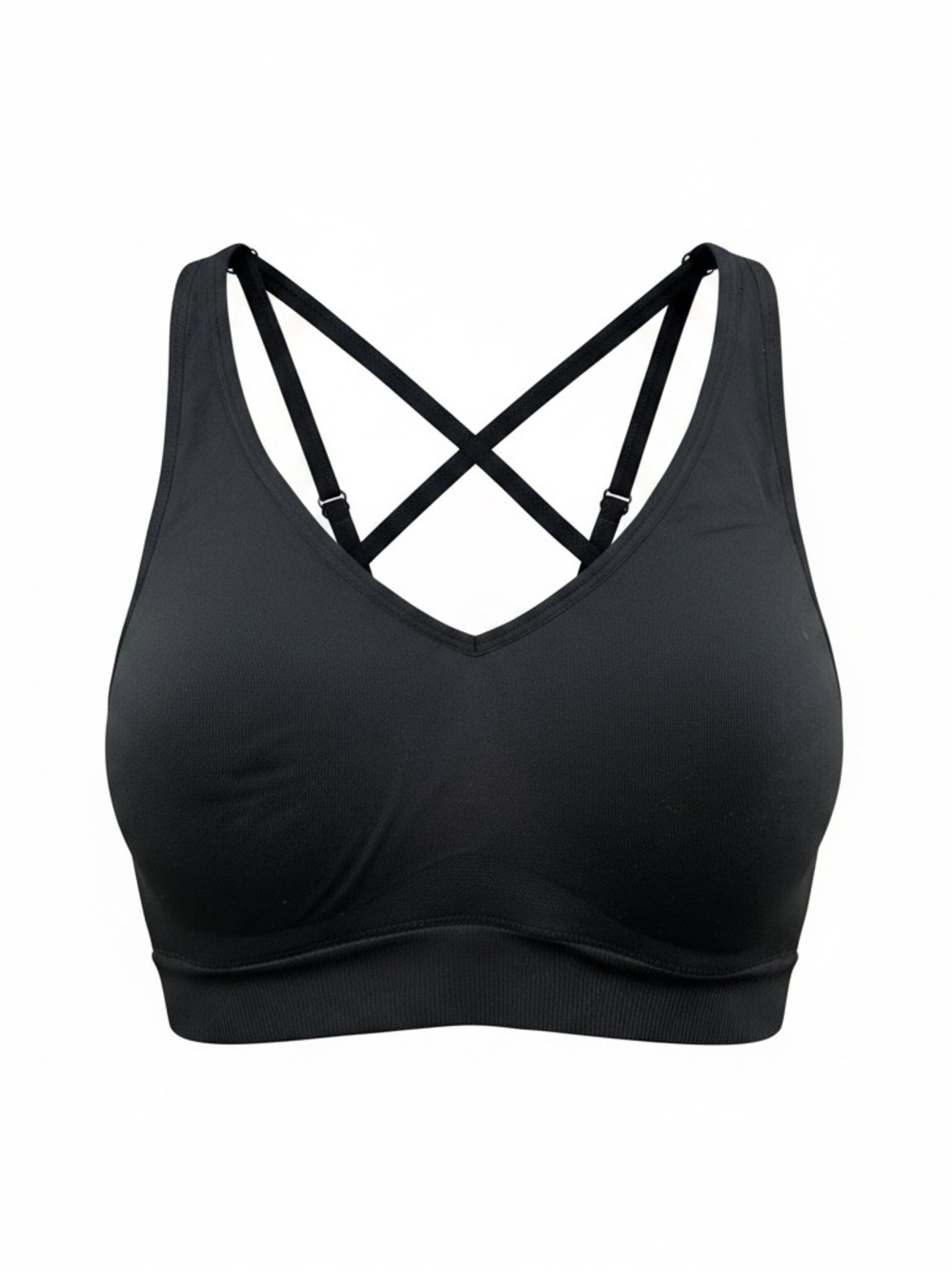 PINK Victoria's Secret Black Crisscross V-Neck Sports Bra